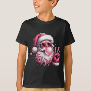 Retro Santa Blowing Bubble Gum Christmas Vintage S T-Shirt