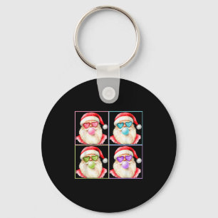 Retro Santa Blowing Bubble Gum P Art Sungles Chris Key Ring