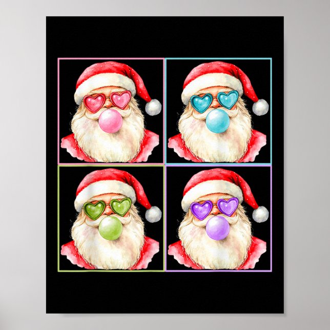 Retro Santa Blowing Bubble Gum P Art Sungles Chris Poster (Front)