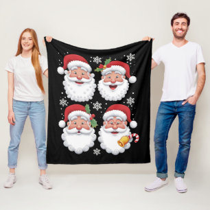 Retro Santa Christma Gift Xmas Matching Family Fleece Blanket