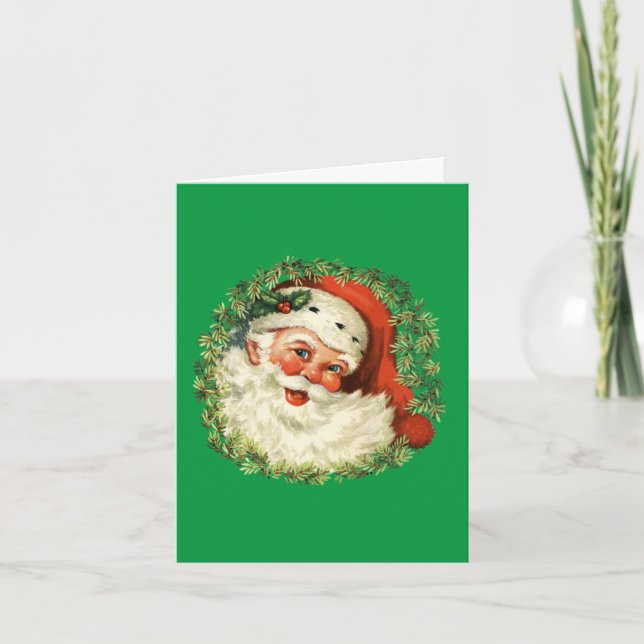 Retro Santa Christmas and Happy New Year Card (Front)