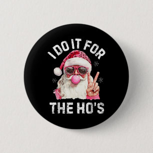 Retro Santa Christmas Blowing Bubble Pink Santa Xm 6 Cm Round Badge