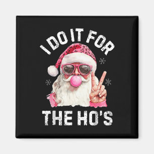 Retro Santa Christmas Blowing Bubble Pink Santa Xm Magnet
