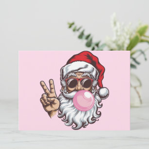 Retro Santa Christmas Blowing Bubble Vintage  Holiday Card