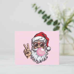 Retro Santa Christmas Blowing Bubble Vintage Holiday Postcard