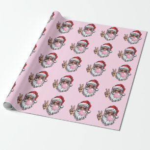 Retro Santa Christmas Blowing Bubble Vintage Wrapping Paper