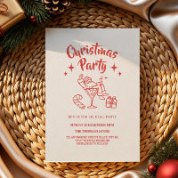Retro santa christmas cocktail party invitation