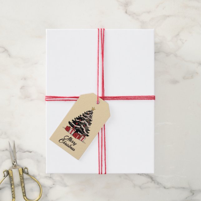 Retro Santa Christmas Gift Tag (With Twine)