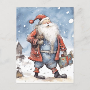 Retro santa Christmas Holiday Postcard
