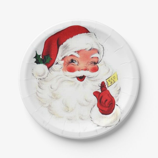 Retro Santa Christmas Plate Old School Design HOT! (Front)