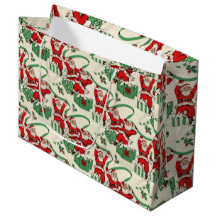 Retro Santa Christmas Present Xmas Large Gift Bag