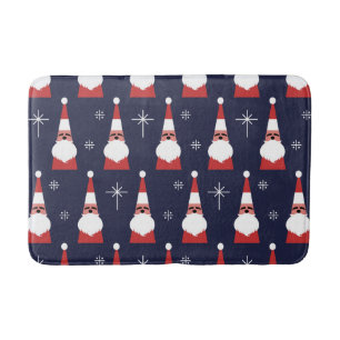 Retro Santa Christmas Red Pattern Bath Mat