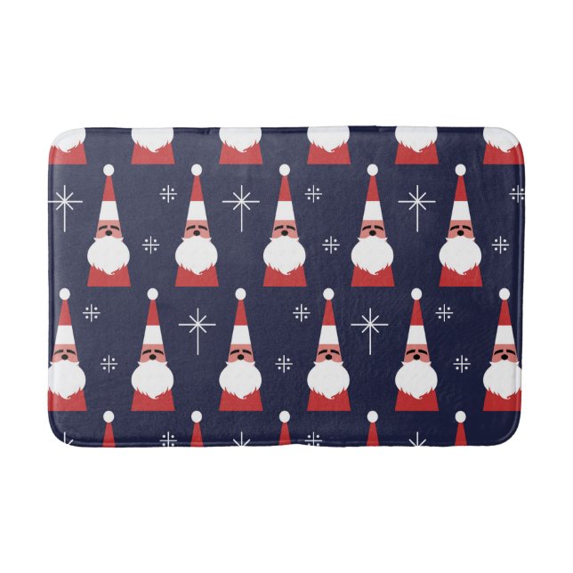 Retro Santa Christmas Red Pattern Bath Mat (Front)