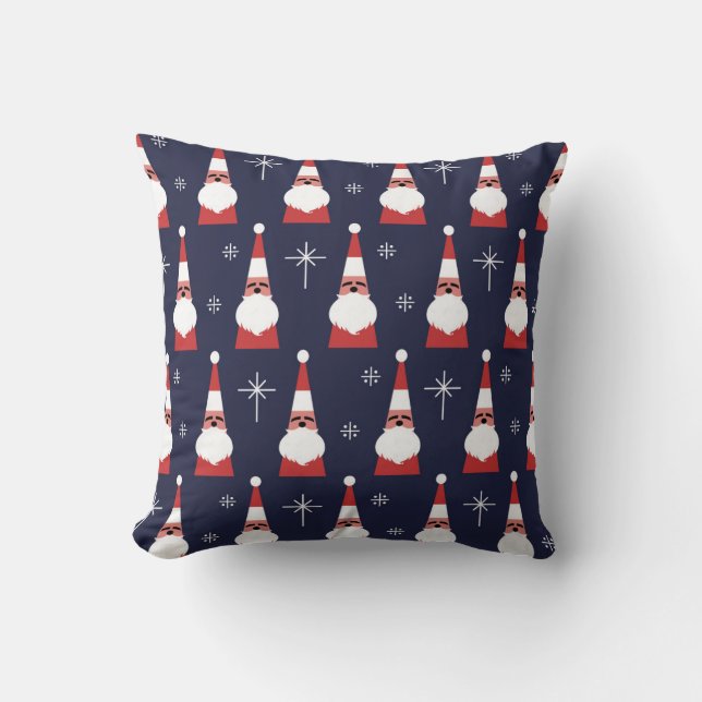 Retro Santa Christmas Red Pattern Cushion (Front)