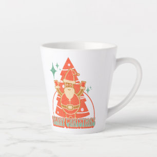 Retro Santa Christmas Tree Fun Character Latte Mug