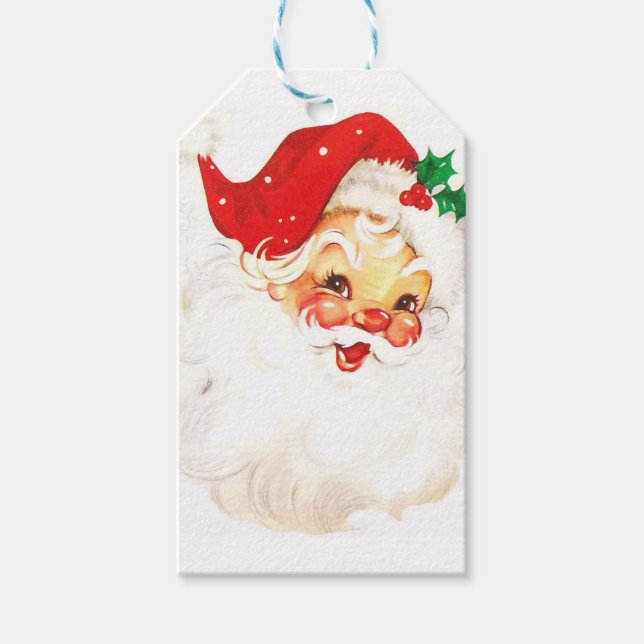 Retro Santa Christmas Xmas Gift Tag (Front)