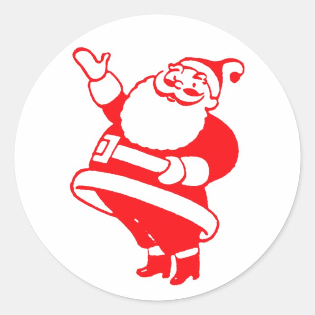 Retro Santa Classic Round Sticker (Front)
