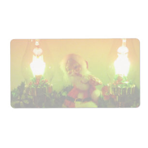 Retro Santa Claus and Bubble Lights Shipping Label