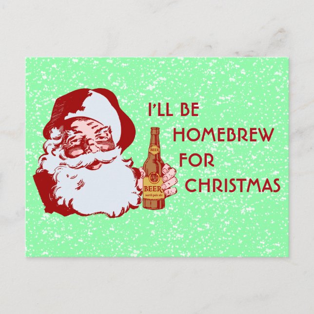 Retro Santa Claus Beer Homebrew Christmas Holiday Postcard (Front)