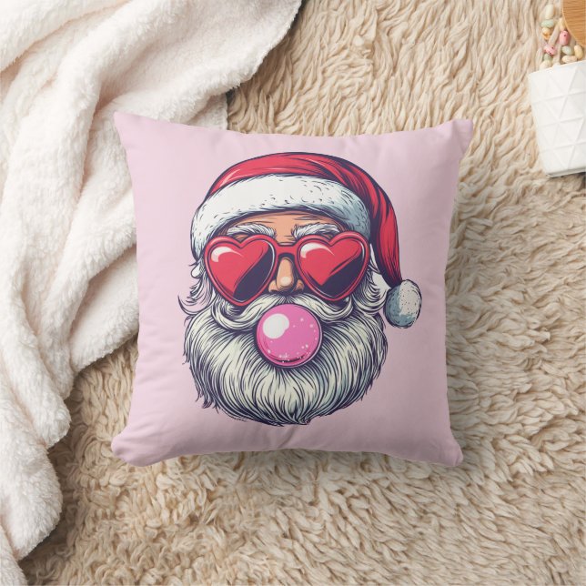 Retro Santa Claus Blowing Bubble Gum Cushion (Blanket)