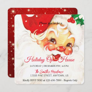 Retro Santa Claus  Celebration, Open House Holiday Card