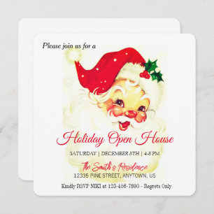 Retro Santa Claus  Celebration, Open House Holiday Card