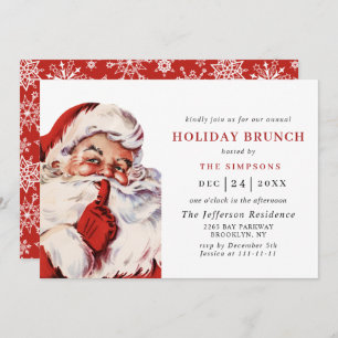 Retro Santa Claus Christmas HOLIDAY BRUNCH Invitation