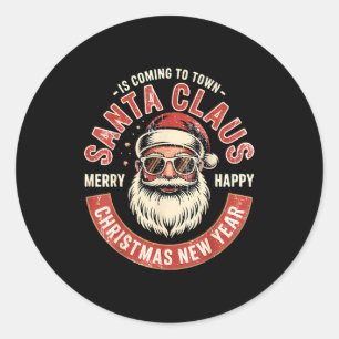 Retro Santa Claus Christmas Vintage Holiday For Ev Classic Round Sticker