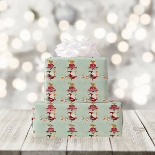 Retro Santa Claus Cut-Out With Presents Wrapping Paper