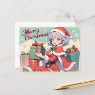 Retro Santa Claus Daughter Gift Giving Postcard