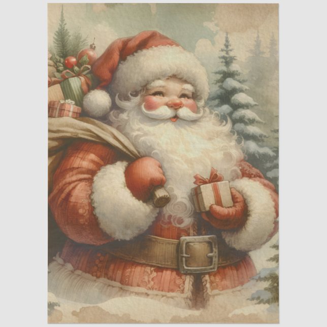 Retro Santa Claus Decoupage Tissue Paper (Front)