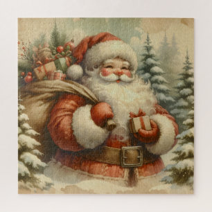 Retro Santa Claus Illustration Jigsaw Puzzle
