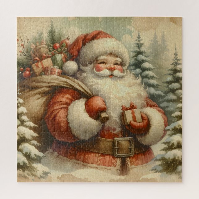 Retro Santa Claus Illustration Jigsaw Puzzle (Vertical)