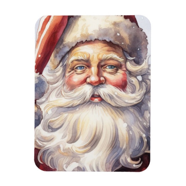 Retro Santa Claus in a Red Hat Christmas Magnet (Vertical)