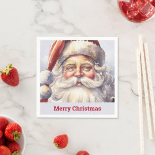 Retro Santa Claus in a Red Hat Christmas Napkin