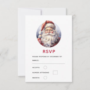 Retro Santa Claus in a Red Hat Christmas RSVP Card