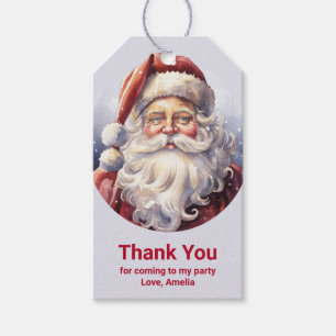 Retro Santa Claus in a Red Hat Christmas Thank You Gift Tags