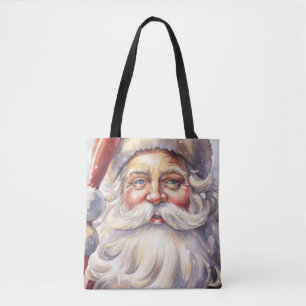 Retro Santa Claus in a Red Hat Christmas Tote Bag