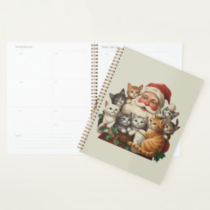 Retro Santa Claus & Kittens Christmas Winter 90s Planner