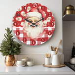 Retro Santa Claus Red And White Plaid Christmas<br><div class="desc">Celebrate the festive season with our Retro Santa Claus Red And White Plaid Christmas Large Clock! This charming clock features a nostalgic Santa Claus design set against a stylish red and white plaid background, combining vintage charm with modern flair. Perfect for adding a festive touch to your living room, kitchen,...</div>