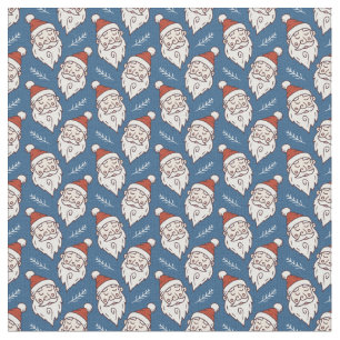 Retro Santa Claus Red White and Blue Christmas Fabric