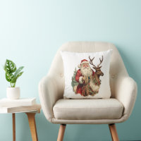 Retro Santa Claus Riding a Reindeer Christmas