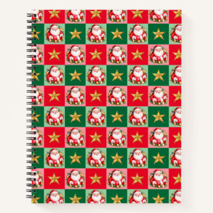 Retro Santa Claus Tartan Plaid Christmas Notebook