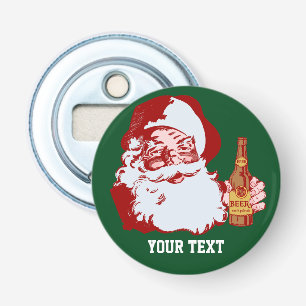 Retro Santa Claus with a Beer Christmas Custom Bottle Opener