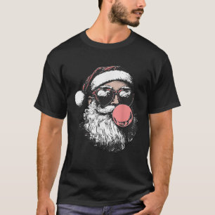 Retro Santa Claus With Bubble Gum Funny Christmas  T-Shirt