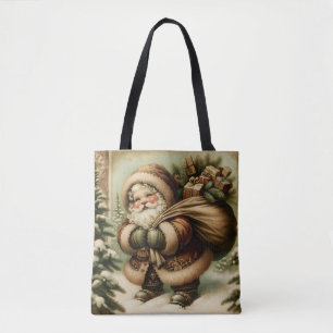 Retro Santa Claus with Gifts Tote Bag