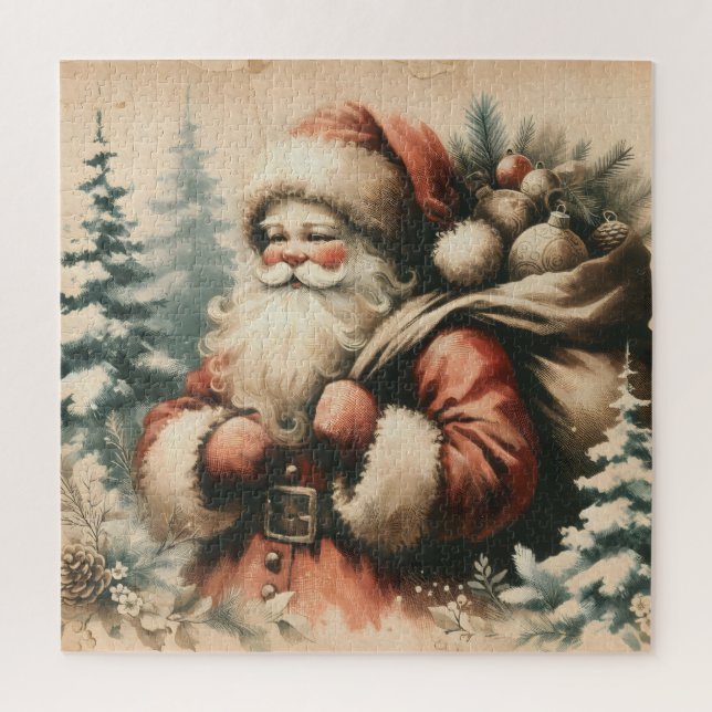 Retro Santa Claus with Ornaments  Jigsaw Puzzle (Vertical)