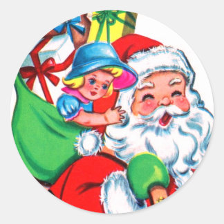 RETRO Santa Claus WITH TOYS Classic Round Sticker