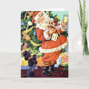 Retro Santa, Cookies and Milk, and Dancing Poodle Card