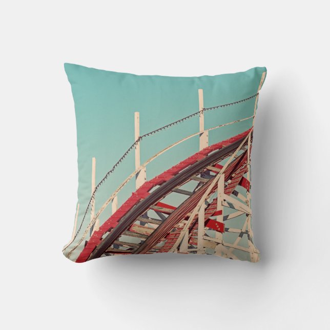 Retro Santa Cruz Boardwalk Roller Coaster Pillow (Front)